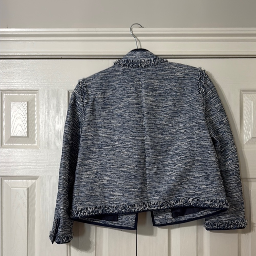 COACH Blue and White Textured Jacket - Picture 3 of 3